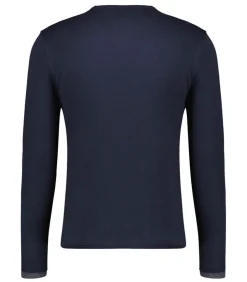 Tee-Shirt Homme Col Rond Manches Longues Coton Marine