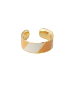 Bague Ajustable Big Striped Candy Orange White