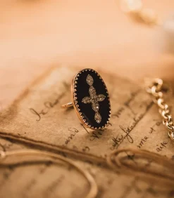 Bague Bowie N°3 Noir Et Diamants