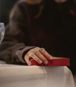 Bague Galet En Email Pail Argent