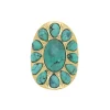 Bague Navajo Plaque Or Et Turquoise