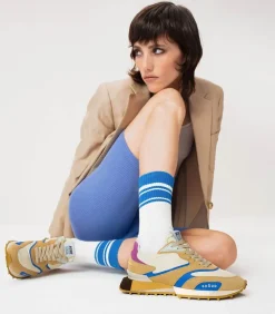 Baskets Rush Gr2 Low Nylon Cuir Suede Cream Avio