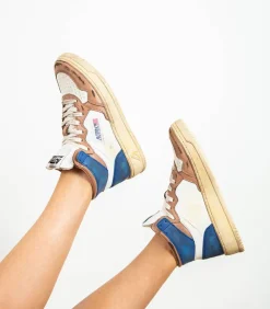 Baskets Super Vintage Mid Cafe Et Bleu