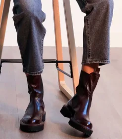 Boots Chelsea Monastero En Cuir Bordeaux