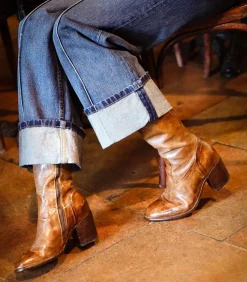 Bottes Hautes En Cuir Cognac