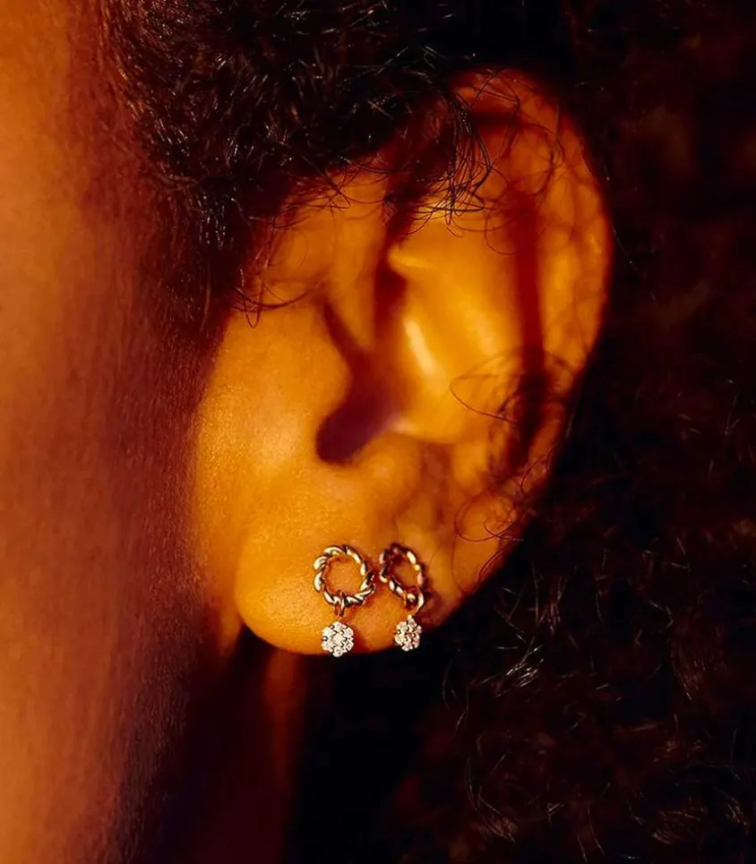 Boucle D'Oreille Puce Dunaway Or Jaune Et Diamants