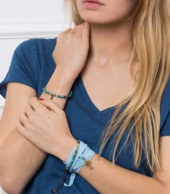 Bracelet En Soie A Nouer Et Charm Mariel Cross En Bronze Et Diamant