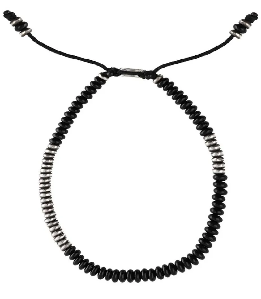 Bracelet Ingot A Perles De Pierres Et D'Argent