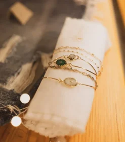 Bracelet Jonc Or Jaune Orso Green Onyx