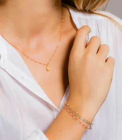 Bracelet Or Rose Et Perles De Resine