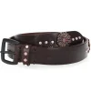 Ceinture En Cuir Tamponnee Perles Et Fleurs Marron X Jane De Boy