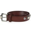 Ceinture En Cuir Tamponnee Pierres Marron X Jane De Boy
