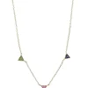 Collier Choker Triangles Saphir Rose, Saphir Bleu Et Tsavorite