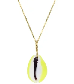 Collier Coquillage Merco Jaune Fluo