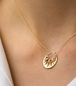 Collier Croissant De Lune A Cinq Diamants