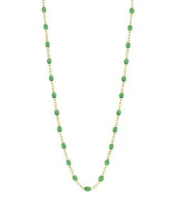 Collier Or Jaune Et Perles De Resine 42 Cm