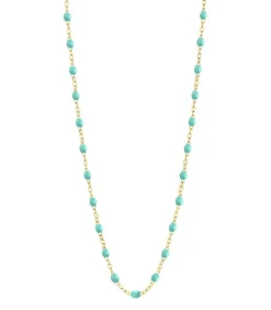 Collier Or Jaune Et Perles De Resine 42 Cm