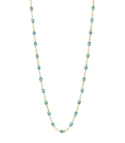 Collier Or Jaune Et Perles De Resine 42 Cm
