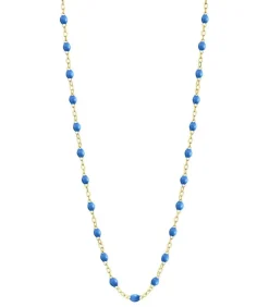 Collier Or Jaune Et Perles De Resine 42 Cm