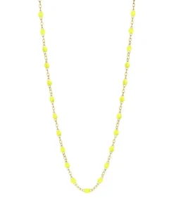 Collier Or Jaune Et Perles De Resine 42 Cm