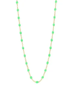 Collier Or Jaune Et Perles De Resine 42 Cm