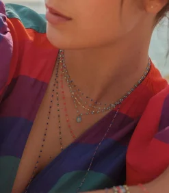 Collier Or Jaune Et Perles De Resine 42 Cm