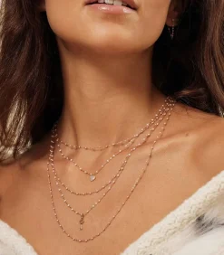 Collier Or Jaune Et Perles De Resine 42 Cm