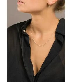 Collier Or Jaune Et Perles De Resine 42 Cm