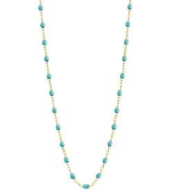 Collier Or Jaune Et Perles De Resine 42 Cm