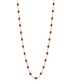Collier Or Jaune Et Perles De Resine 42 Cm