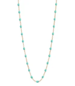 Collier Or Rose Et Perles De Resine 42 Cm