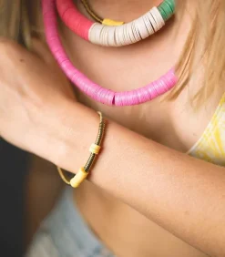 Collier Palmier Rose Et Jaune X Jane De Boy