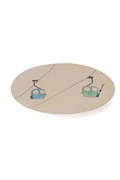 Grande Assiette En Ceramique "Telecabines Vertes Et Bleues"