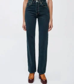 Jean 90S High Rise Loose Evergreen Dipped