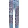 Jean Straight All-Over Floral Patchwork