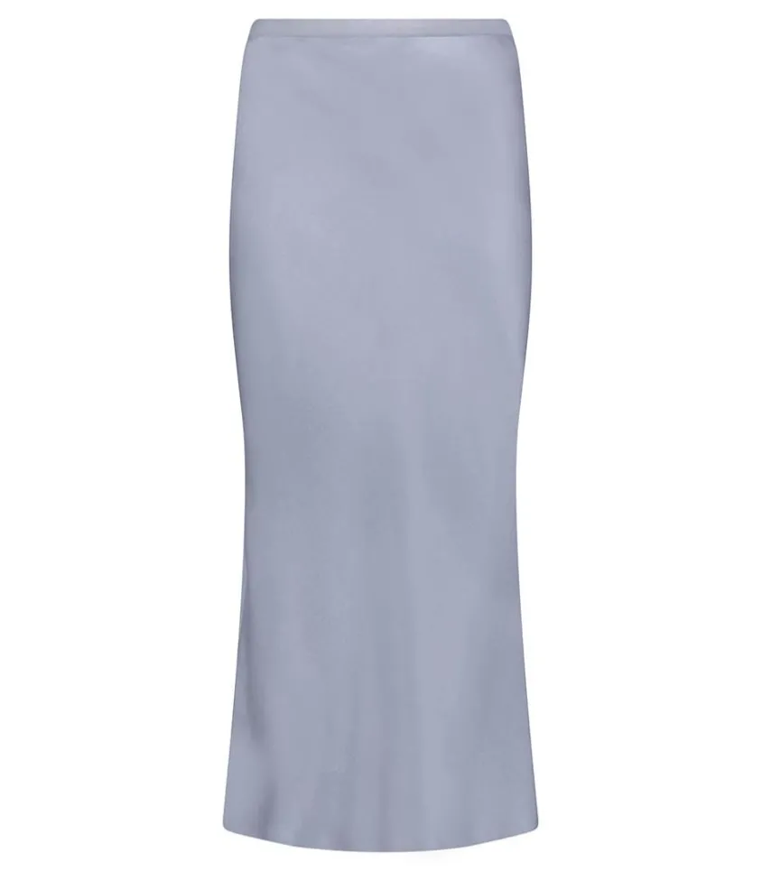 Jupe Longue Bar En Soie Gris