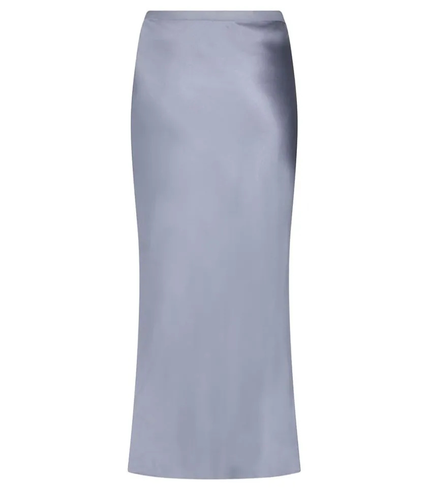 Jupe Longue Bar En Soie Gris