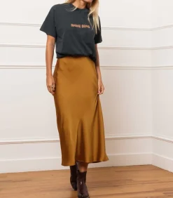 Jupe Longue Bar En Soie Noire