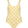 Maillot De Bain Une Piece Pamela Damier Jaune/Blanc