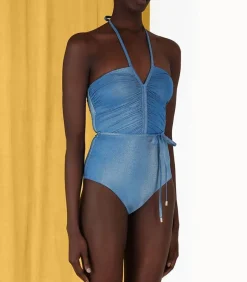 Maillot De Bain Une Piece Raie Lurex Ruched