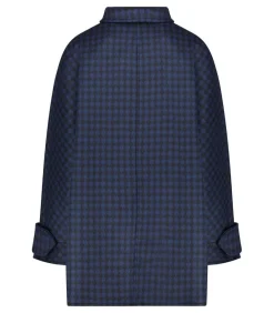 Manteau Court Ceinture Carter En Laine Noir/Bleu