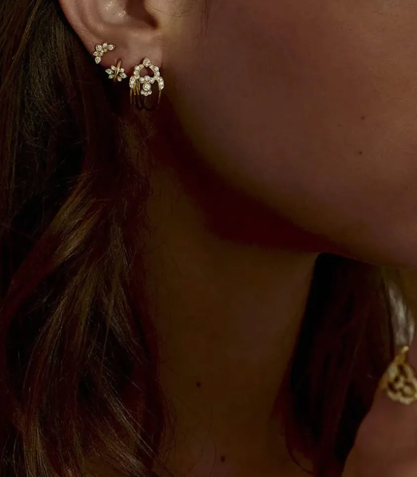 Mini Creole Nude Or Jaune Et Diamants