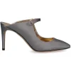 Mules A Talon En Soie Argentees
