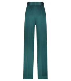 Pantalon Ample Tuck En Satin De Soie Jade