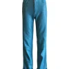 Pantalon En Cuir Bleu Turquoise