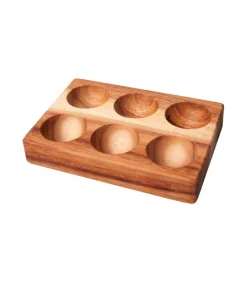Plateau 6 Oeufs En Bois D'Acacia