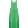 Robe Mireille Grass Green En Eponge Velours