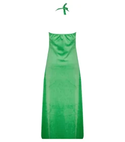 Robe Mireille Grass Green En Eponge Velours