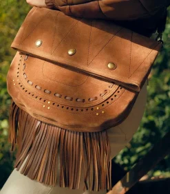 Sac Jerry M Cuir Velours Tabac