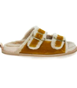 Sandales A Boucles En Velours Et Peau De Mouton